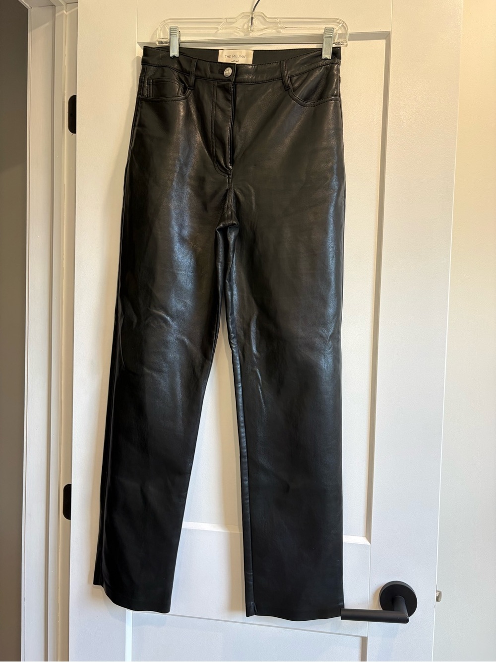 Wilfred Black Faux Leather Straight-Leg Pants